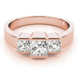 Rose gold Three Stone Princess Cut Channel Set Diamond Ring 1