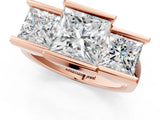 Rose gold Three Stone Princess Cut Channel Set Diamond Ring_7