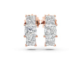 Rose gold Three-Stone Princess Cut Channel Set Earrings with Bar Prong Setting_13