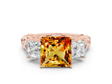 Rose gold Three-Stone Princess Cut Citrine Braided Band Ring with Four-Prong Setting_12