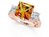 Rose gold Three-Stone Princess Cut Citrine Braided Band Ring with Four-Prong Setting_13