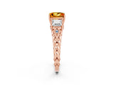 Rose gold Three-Stone Princess Cut Citrine Braided Band Ring with Four-Prong Setting_14