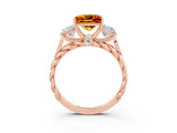 Rose gold Three-Stone Princess Cut Citrine Braided Band Ring with Four-Prong Setting_15