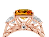 Rose gold Three-Stone Princess Cut Citrine Braided Band Ring with Four-Prong Setting_16