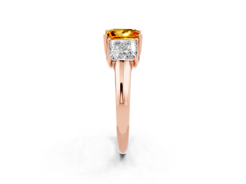 Rose gold Three-Stone Princess Cut Citrine Engagement Ring with Prong Setting_2