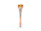 Rose gold Three-Stone Princess Cut Citrine Pavé Band with Four-Prong Setting_2
