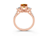 Rose gold Three-Stone Princess Cut Citrine Pavé Band with Four-Prong Setting_3
