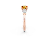 Rose gold Three-Stone Princess Cut Citrine Ring with Pear Side Stones and Four-Prong Setting_2