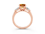 Rose gold Three-Stone Princess Cut Citrine Ring with Pear Side Stones and Four-Prong Setting_3