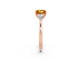Rose gold Three-Stone Princess Cut Citrine Ring with Pear  Side Stones in Four-Prong Setting_14