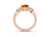 Rose gold Three-Stone Princess Cut Citrine Ring with Pear  Side Stones in Four-Prong Setting_15