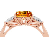 Rose gold Three-Stone Princess Cut Citrine Ring with Pear  Side Stones in Four-Prong Setting_16