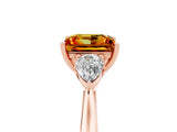 Rose gold Three-Stone Princess Cut Citrine Ring with Pear  Side Stones in Four-Prong Setting_17