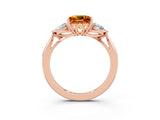 Rose gold Three-Stone Princess Cut Citrine Ring with Pear  Side Stones in Four-Prong Setting_39