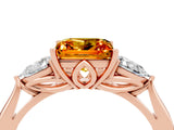 Rose gold Three-Stone Princess Cut Citrine Ring with Pear  Side Stones in Four-Prong Setting_40
