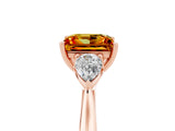Rose gold Three-Stone Princess Cut Citrine Ring with Pear  Side Stones in Four-Prong Setting_41