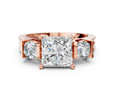 Rose gold Three-Stone Princess Cut Cut Classic Band Prong Setting Ring_7