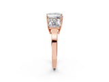 Rose gold Three-Stone Princess Cut Cut Diamond Engagement Ring with Flat Band and Four-Prong Setting_17