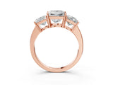 Rose gold Three-Stone Princess Cut Cut Diamond Engagement Ring with Flat Band and Four-Prong Setting_18