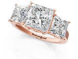 Rose gold Three-Stone Princess Cut Cut Diamond Engagement Ring with Flat Band and Four-Prong Setting_4