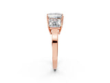 Rose gold Three-Stone Princess Cut Cut Diamond Engagement Ring with Flat Band and Four-Prong Setting_5