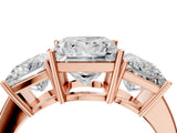 Rose gold Three-Stone Princess Cut Cut Diamond Engagement Ring with Flat Band and Four-Prong Setting_7