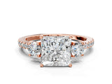 Rose gold Three-Stone Princess Cut Cut Diamond Pavé Band with Prong Setting_15