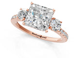 Rose gold Three-Stone Princess Cut Cut Diamond Pavé Band with Prong Setting_16