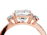 Rose gold Three-Stone Princess Cut Cut Diamond Pavé Band with Prong Setting_19
