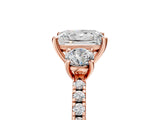Rose gold Three-Stone Princess Cut Cut Diamond Pavé Band with Prong Setting_20