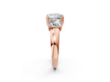 Rose gold Three-Stone Princess Cut Cut Diamond Ring with Channel Set Band and Four-Prong Setting_33