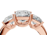 Rose gold Three-Stone Princess Cut Cut Diamond Ring with Channel Set Band and Four-Prong Setting_35