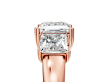 Rose gold Three-Stone Princess Cut Cut Diamond Ring with Channel Set Band and Four-Prong Setting_36