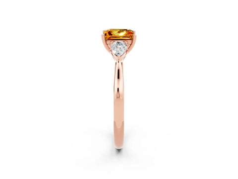 Rose gold Three-Stone Princess Cut Cut Diamond Ring with Pear Side Stones in Four-Prong Setting_2