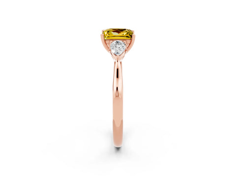 Rose gold Three-Stone Princess Cut Cut Diamond Ring with Pear Side Stones in Four-Prong Setting_2