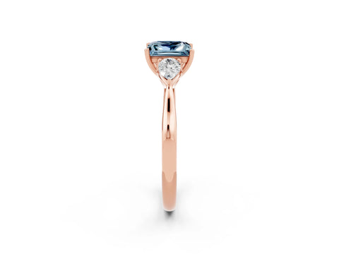 Rose gold Three-Stone Princess Cut Cut Diamond Ring with Pear Side Stones in Four-Prong Setting_2