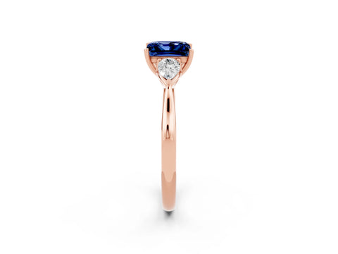 Rose gold Three-Stone Princess Cut Cut Diamond Ring with Pear Side Stones in Four-Prong Setting_2