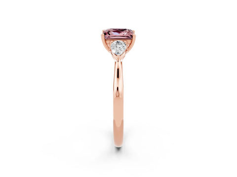 Rose gold Three-Stone Princess Cut Cut Diamond Ring with Pear Side Stones in Four-Prong Setting_2