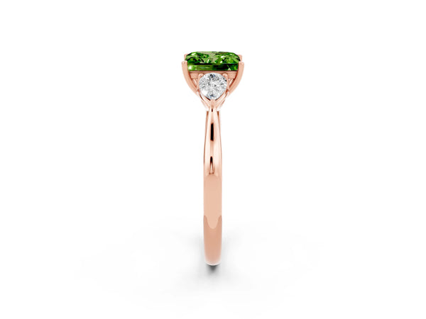 Rose gold Three-Stone Princess Cut Cut Diamond Ring with Pear Side Stones in Four-Prong Setting