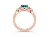 Rose gold Three-Stone Princess Cut Cut Diamond Ring with Pear Side Stones in Four-Prong Setting_3