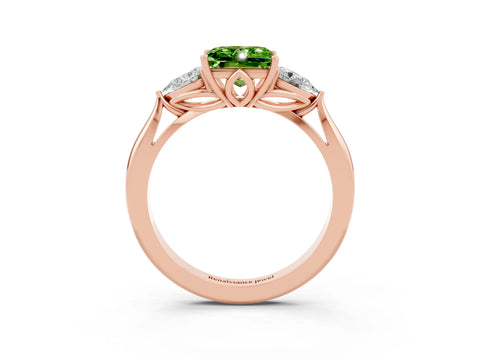 Rose gold Three-Stone Princess Cut Cut Diamond Ring with Pear Side Stones in Four-Prong Setting_3