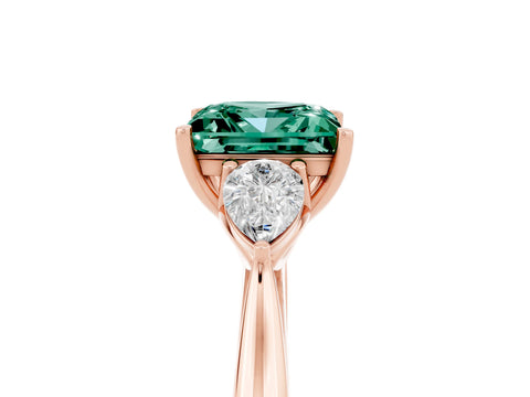 Rose gold Three-Stone Princess Cut Cut Diamond Ring with Pear Side Stones in Four-Prong Setting_5