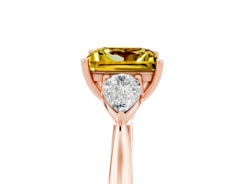 Rose gold Three-Stone Princess Cut Cut Diamond Ring with Pear Side Stones in Four-Prong Setting_5