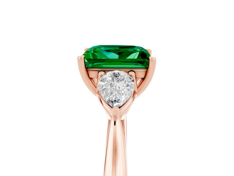 Rose gold Three-Stone Princess Cut Cut Diamond Ring with Pear Side Stones in Four-Prong Setting_5