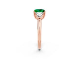 Rose gold Three-Stone Princess Cut Cut Diamond Ring with Trillion Side Stones and Four-Prong Setting_2