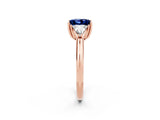 Rose gold Three-Stone Princess Cut Cut Diamond Ring with Trillion Side Stones and Four-Prong Setting_2