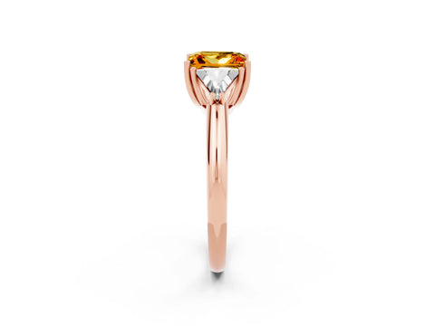 Rose gold Three-Stone Princess Cut Cut Diamond Ring with Trillion Side Stones and Four-Prong Setting_2