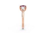 Rose gold Three-Stone Princess Cut Cut Diamond Ring with Trillion Side Stones and Four-Prong Setting_2