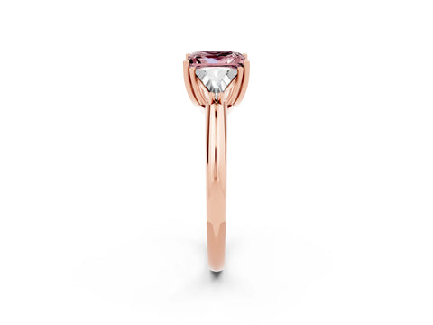 Rose gold Three-Stone Princess Cut Cut Diamond Ring with Trillion Side Stones and Four-Prong Setting_2