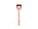 Rose gold Three-Stone Princess Cut Cut Diamond Ring with Trillion Side Stones and Four-Prong Setting_2